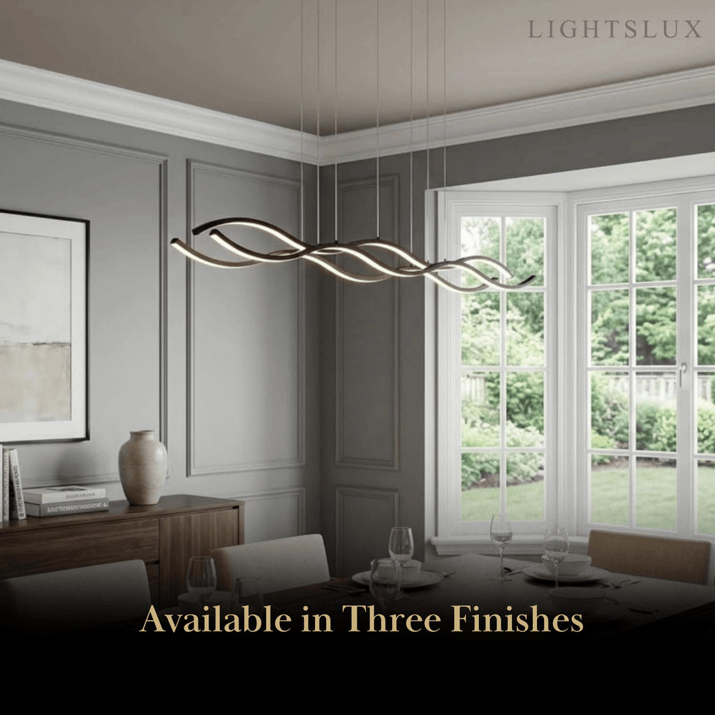 Modern Wavy Pendant Light -- Acrylic & Metal Black/White/Gold for Kitchen Island - Flindria