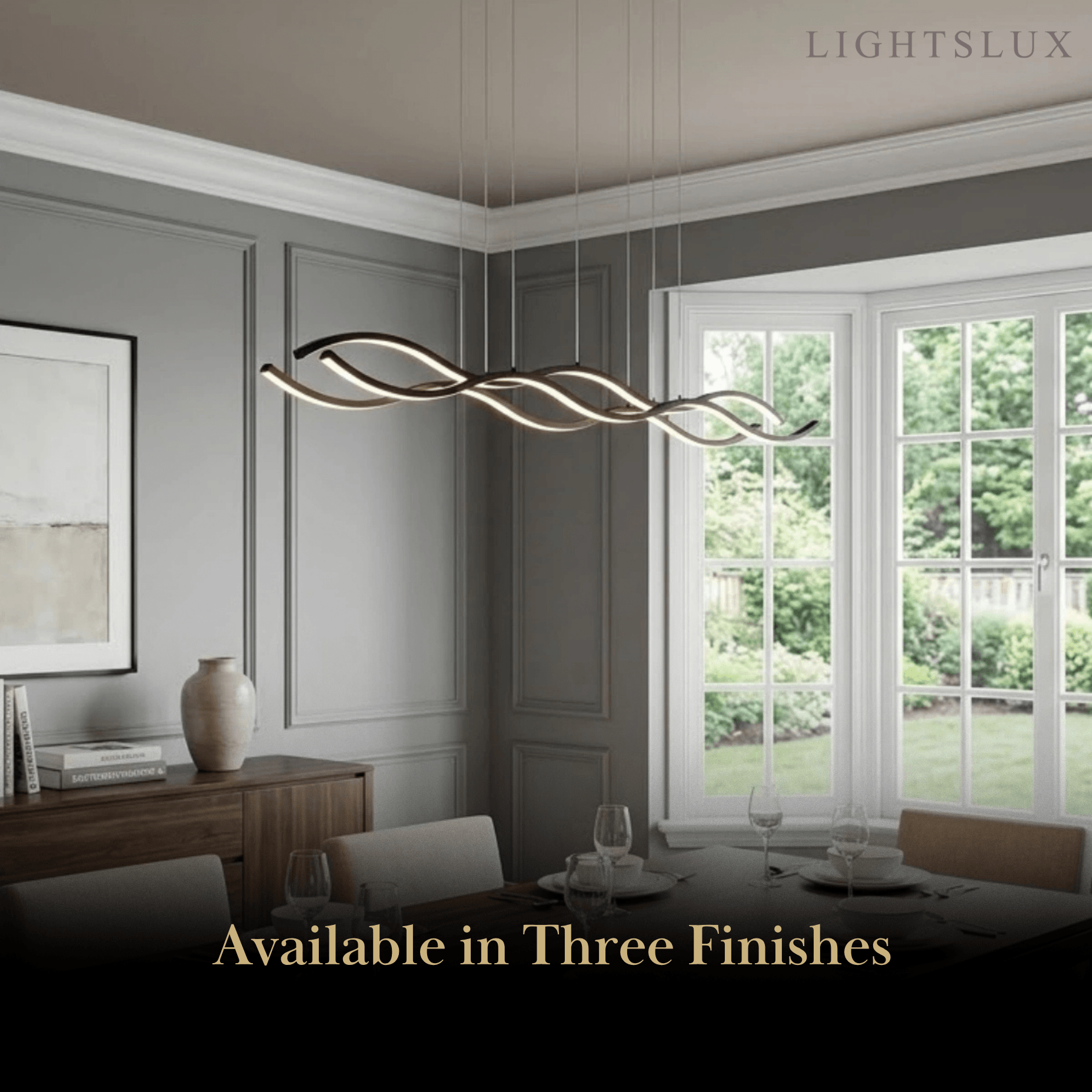 Modern Wavy Pendant Light -- Acrylic & Metal Black/White/Gold for Kitchen Island - Flindria