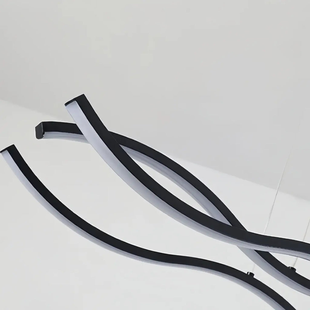 Modern Wavy Pendant Light -- Acrylic & Metal Black/White/Gold for Kitchen Island - Flindria
