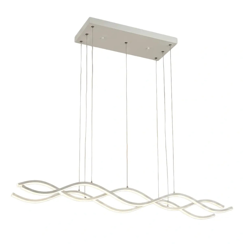 Modern Wavy Pendant Light -- Acrylic & Metal Black/White/Gold for Kitchen Island - Flindria