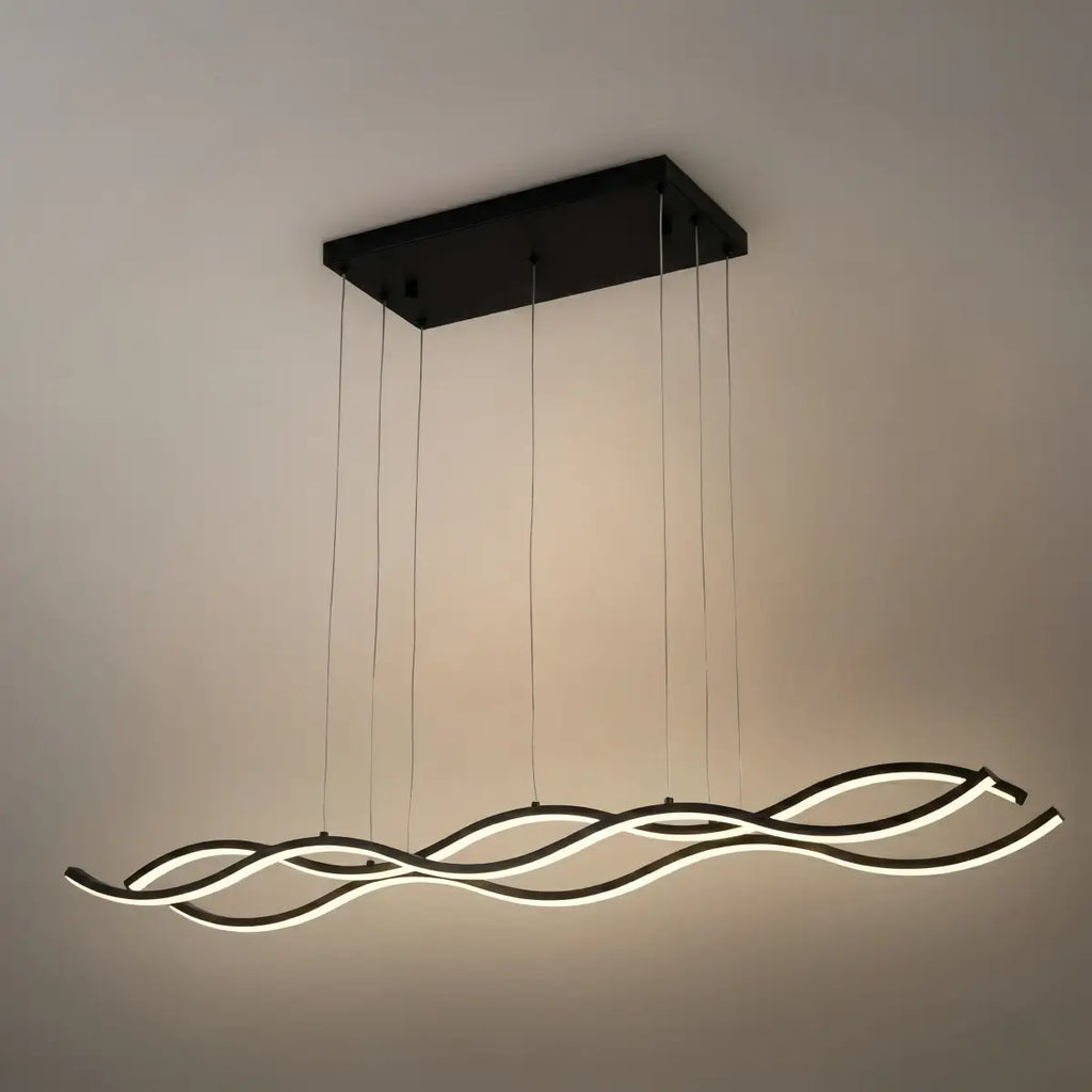 Modern Wavy Pendant Light -- Acrylic & Metal Black/White/Gold for Kitchen Island - Flindria