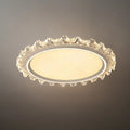 Modern Round Ceiling Light -- White or Walnut Acrylic & Metal for Bedroom - Flindria