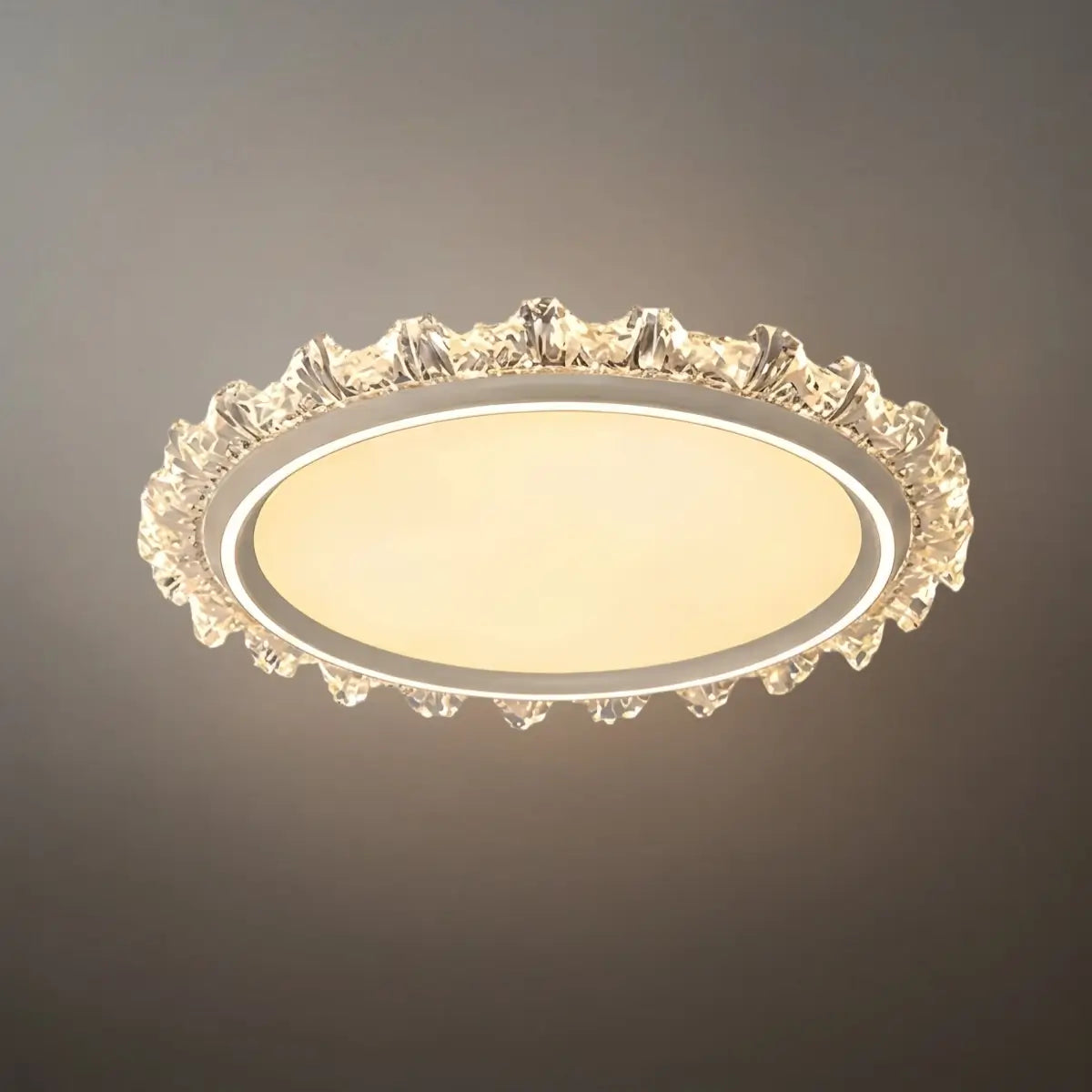 Modern Round Ceiling Light -- White or Walnut Acrylic & Metal for Bedroom - Flindria
