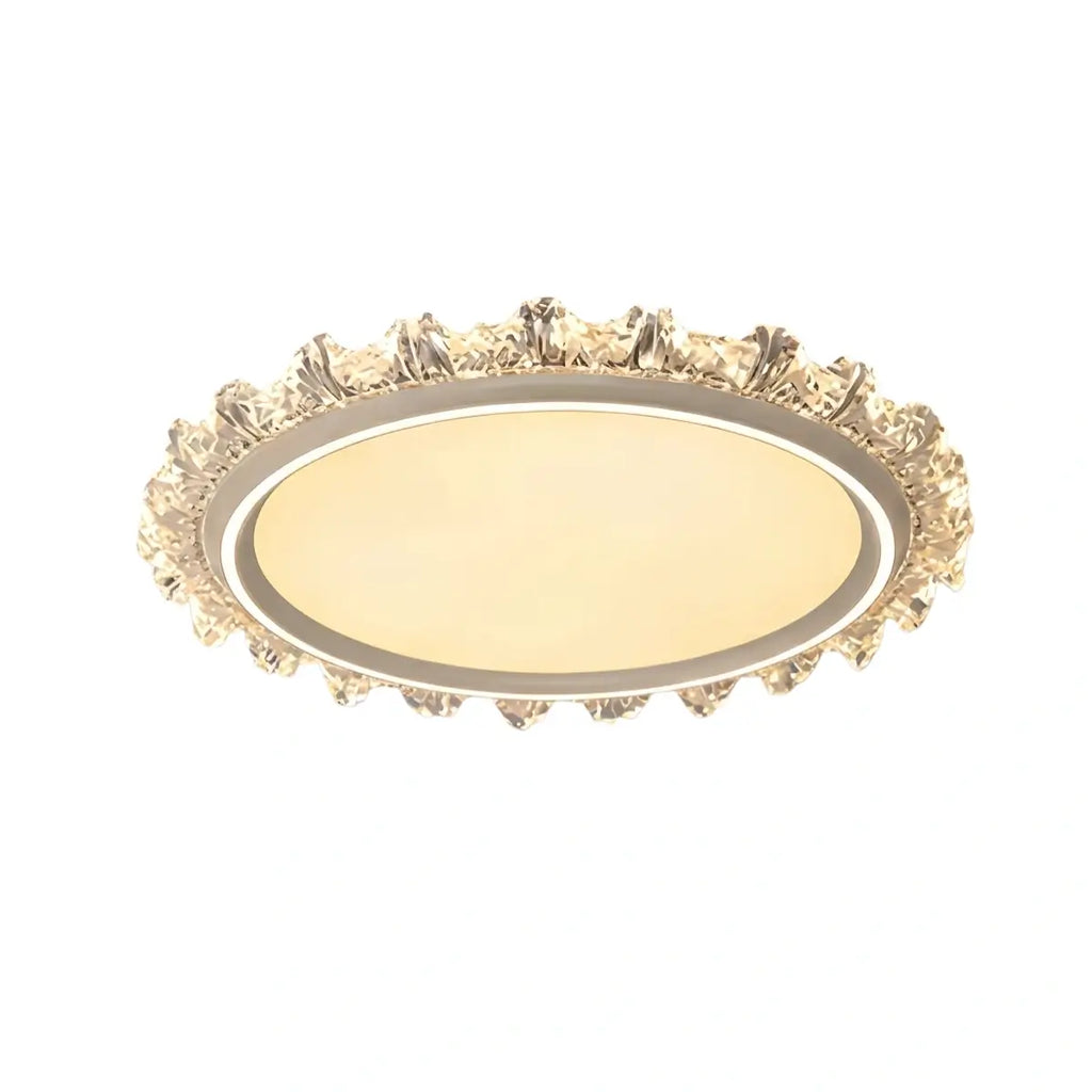 Modern Round Ceiling Light -- White or Walnut Acrylic & Metal for Bedroom - Flindria
