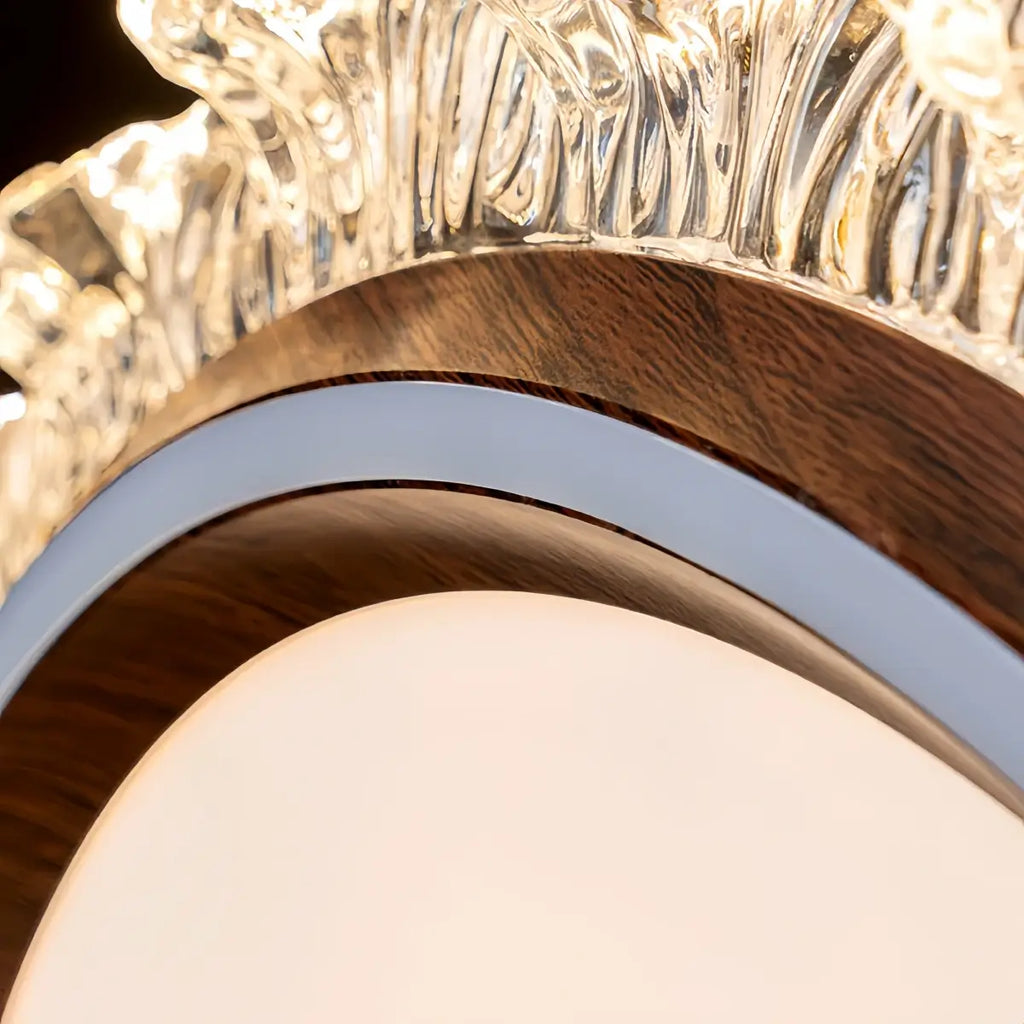 Modern Round Ceiling Light -- White or Walnut Acrylic & Metal for Bedroom - Flindria