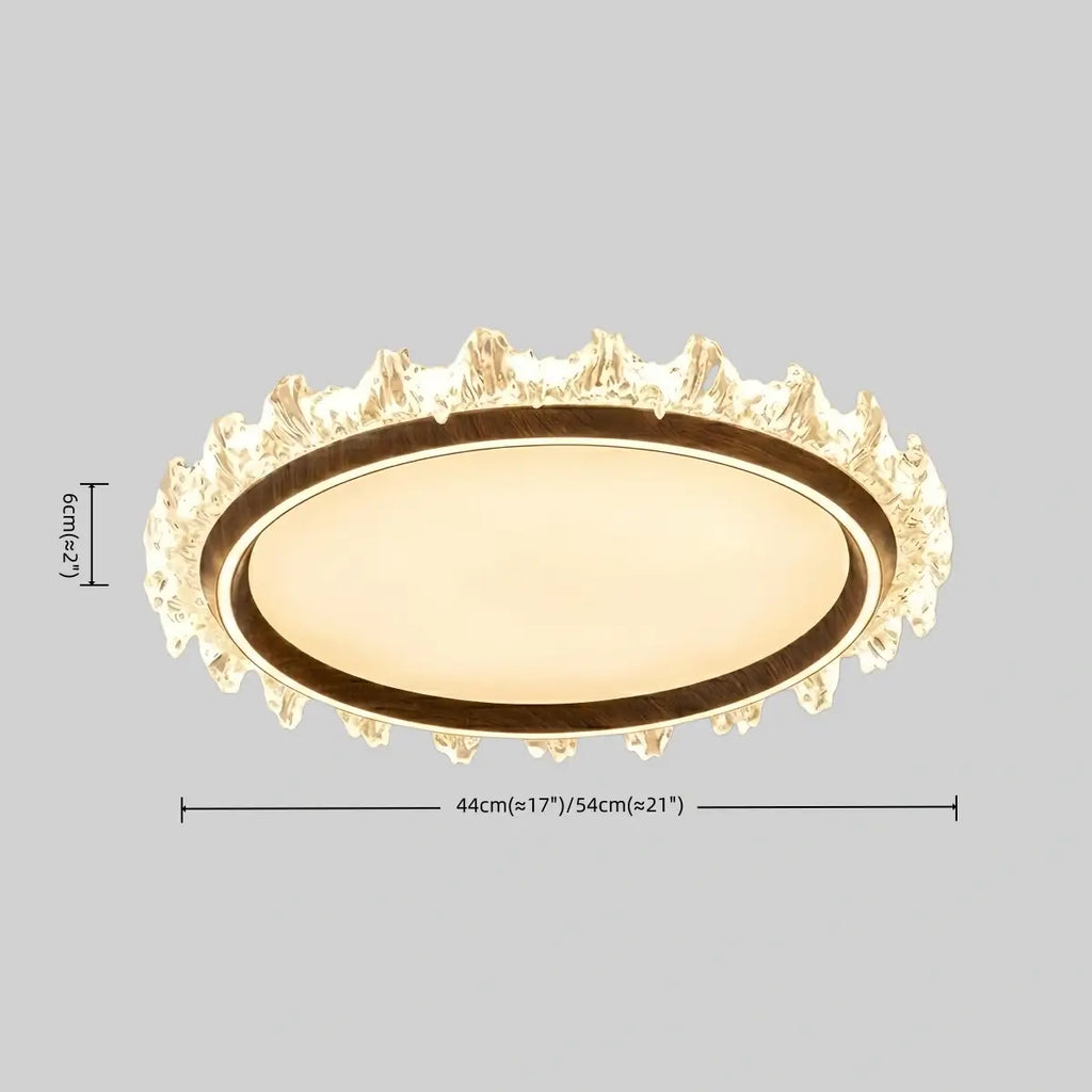 Modern Round Ceiling Light -- White or Walnut Acrylic & Metal for Bedroom - Flindria