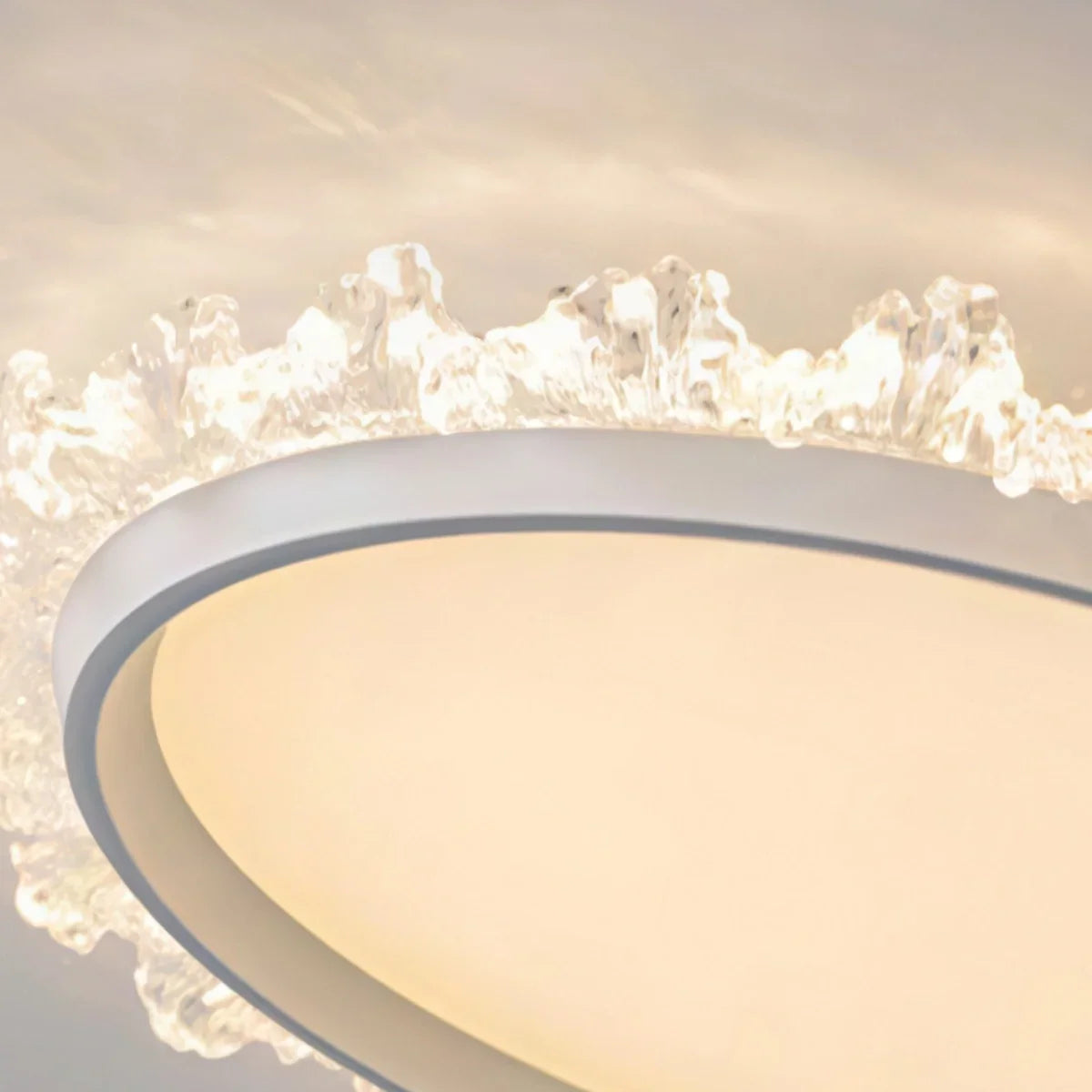 Modern Round Ceiling Light -- White or Walnut Acrylic & Metal for Bedroom - Flindria