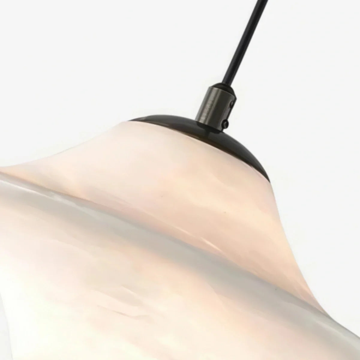 Modern Saucer Alabaster Pendant Light -- Black Metal for Bedroom Dining Room - Flindria
