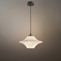 Modern Saucer Alabaster Pendant Light -- Black Metal for Bedroom Dining Room - Flindria