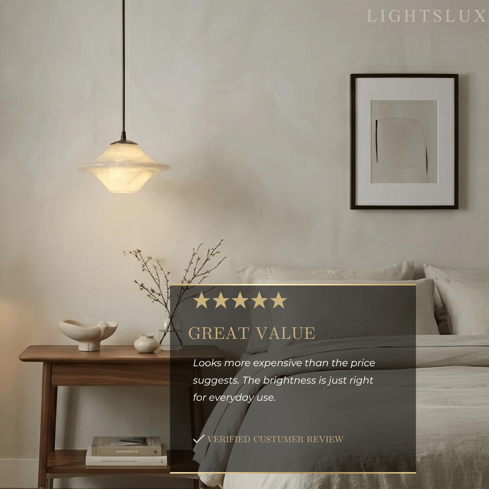 Modern Saucer Alabaster Pendant Light -- Black Metal for Bedroom Dining Room - Flindria