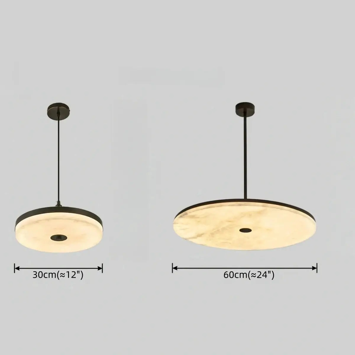 Modern Alabaster Disc Pendant Light – Natural Stone Black for Dining Room / Bedroom - Flindria