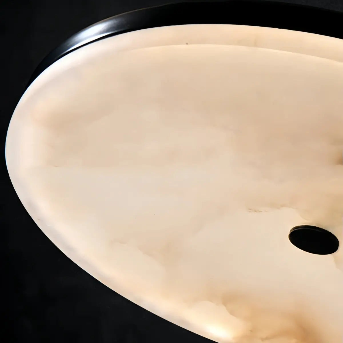 Modern Alabaster Disc Pendant Light – Natural Stone Black for Dining Room / Bedroom - Flindria