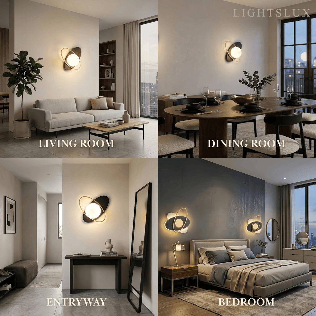 Modern Oval Wall Lamp – Frosted Glass Brass Black/White for Bedroom / Living Room - Flindria