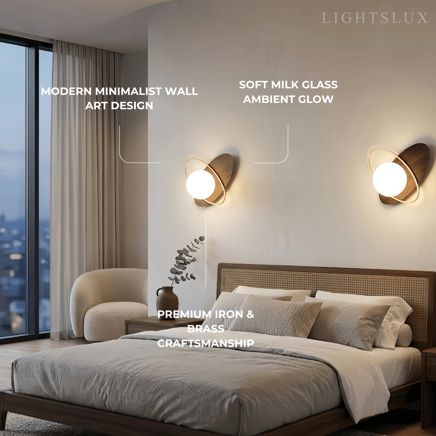 Modern Oval Wall Lamp – Frosted Glass Brass Black/White for Bedroom / Living Room - Flindria