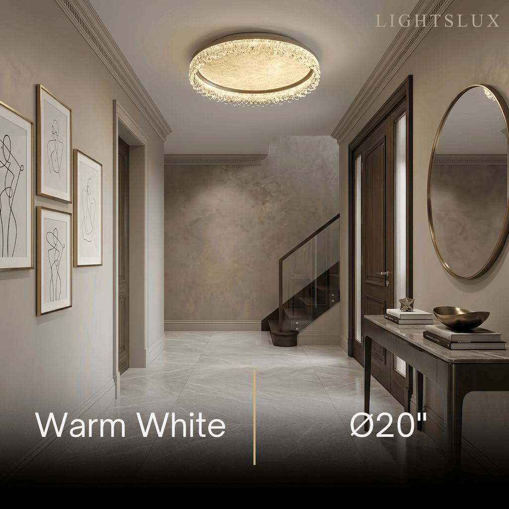 Modern Gold Flush Mount Ceiling Light -- Acrylic & Metal for Bedroom - Flindria