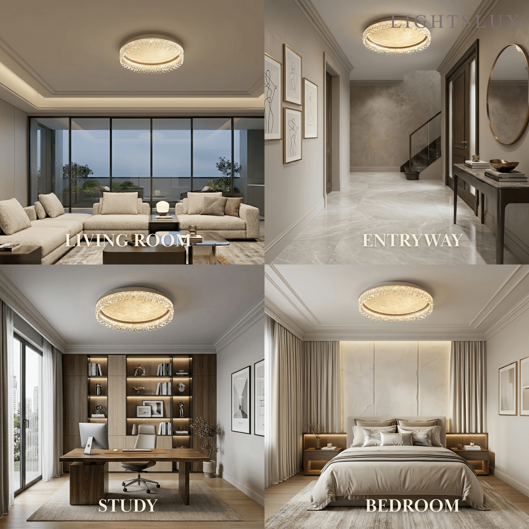 Modern Gold Flush Mount Ceiling Light -- Acrylic & Metal for Bedroom - Flindria