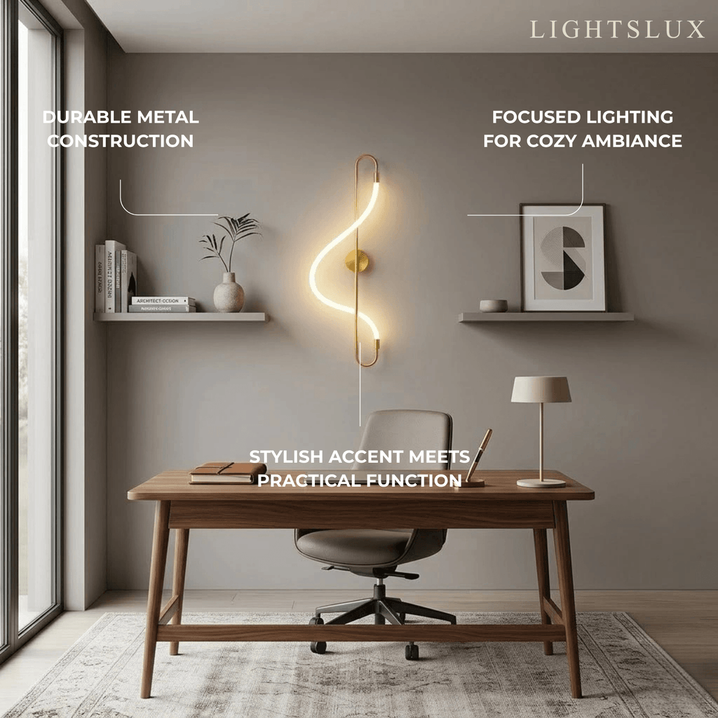 Artistic Musical Note Wall Lamp – Gold/Black Metal for Living Room / Bedroom - Flindria