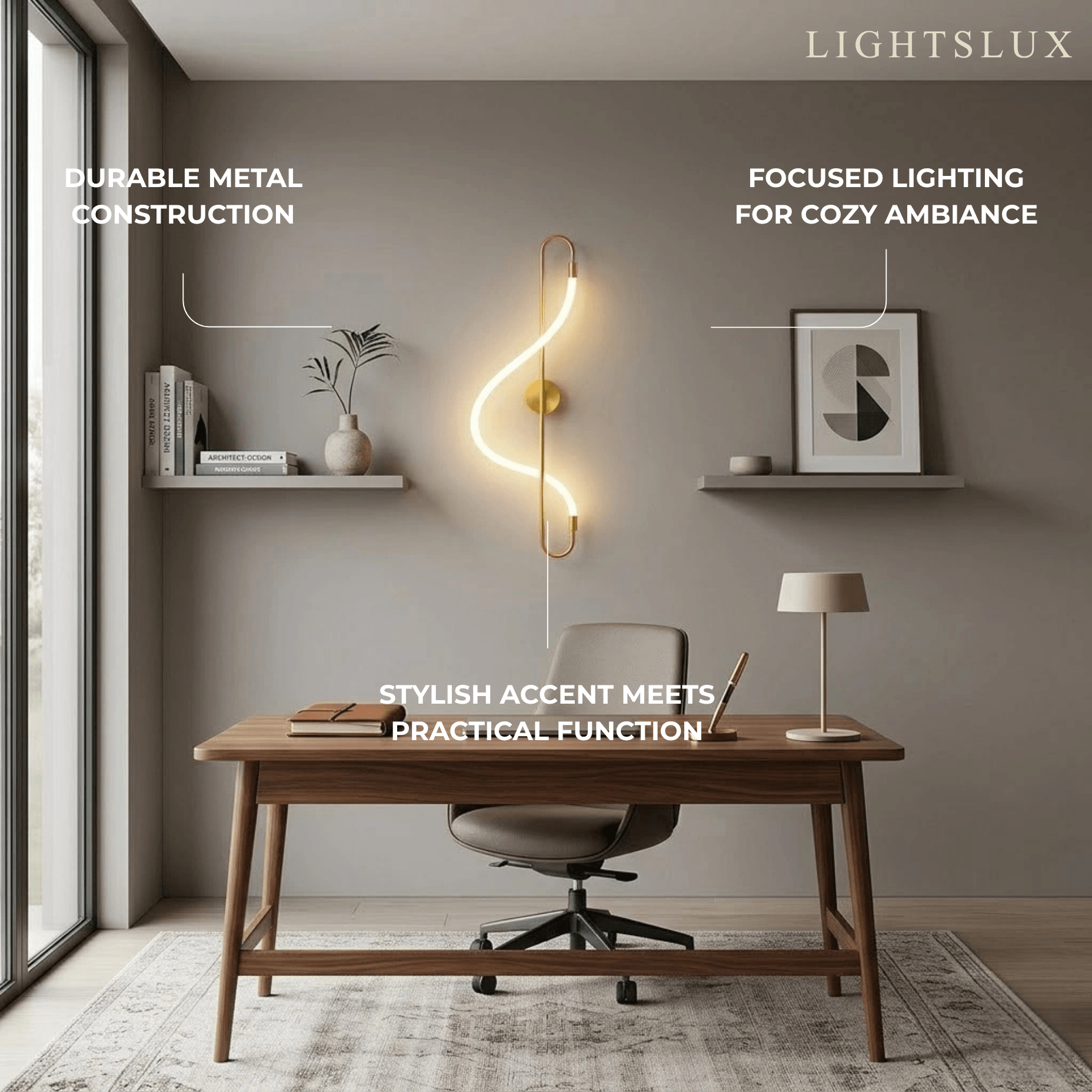 Artistic Musical Note Wall Lamp – Gold/Black Metal for Living Room / Bedroom - Flindria