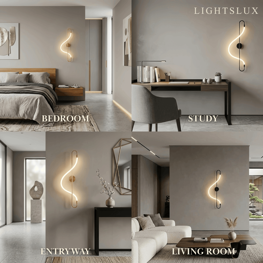 Artistic Musical Note Wall Lamp – Gold/Black Metal for Living Room / Bedroom - Flindria