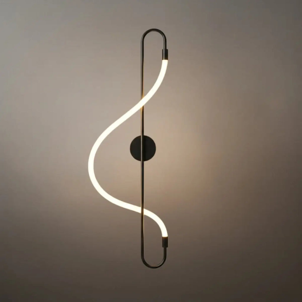 Artistic Musical Note Wall Lamp – Gold/Black Metal for Living Room / Bedroom - Flindria