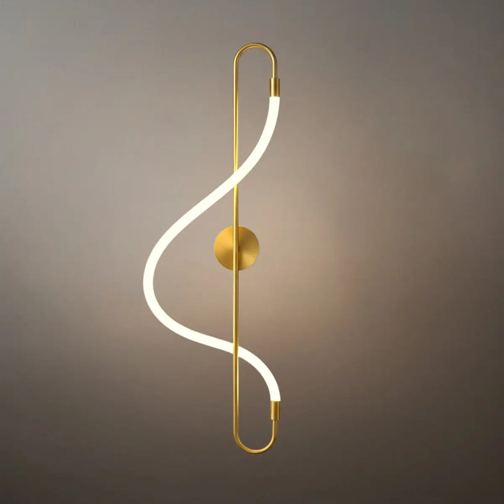 Artistic Musical Note Wall Lamp – Gold/Black Metal for Living Room / Bedroom - Flindria
