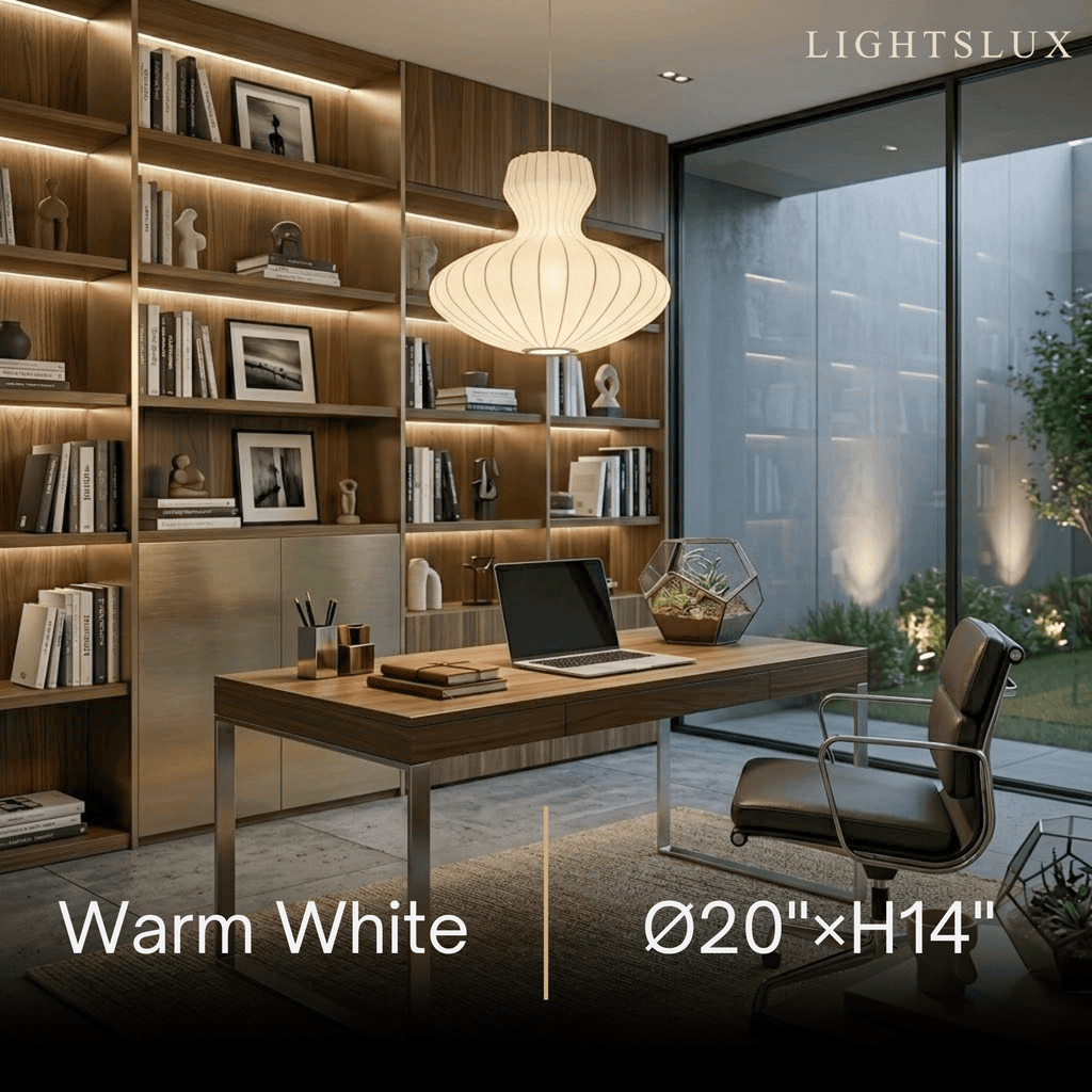 Minimalist Silk Pendant Light – White Flying Saucer for Dining Room / Bedroom - Flindria
