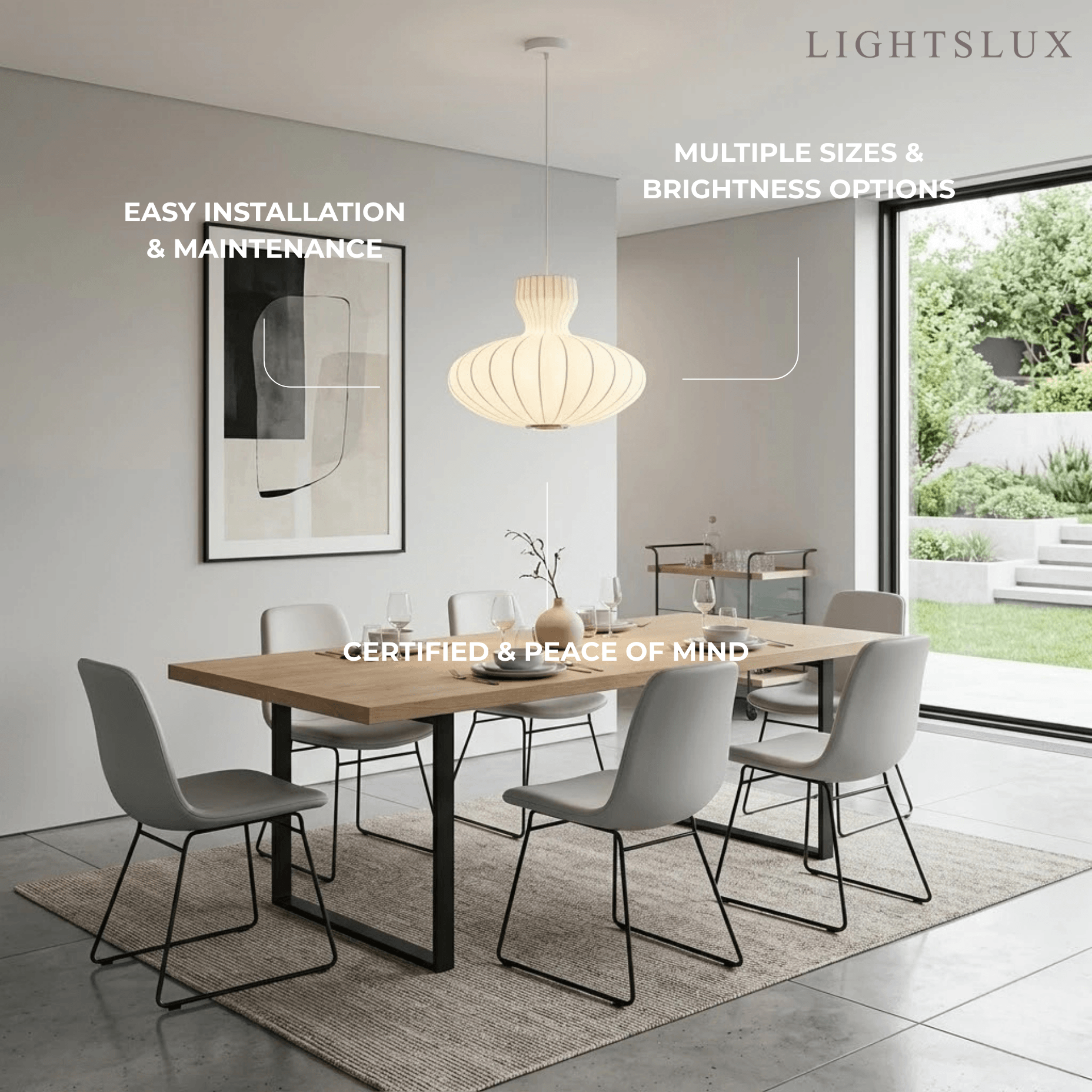 Minimalist Silk Pendant Light – White Flying Saucer for Dining Room / Bedroom - Flindria