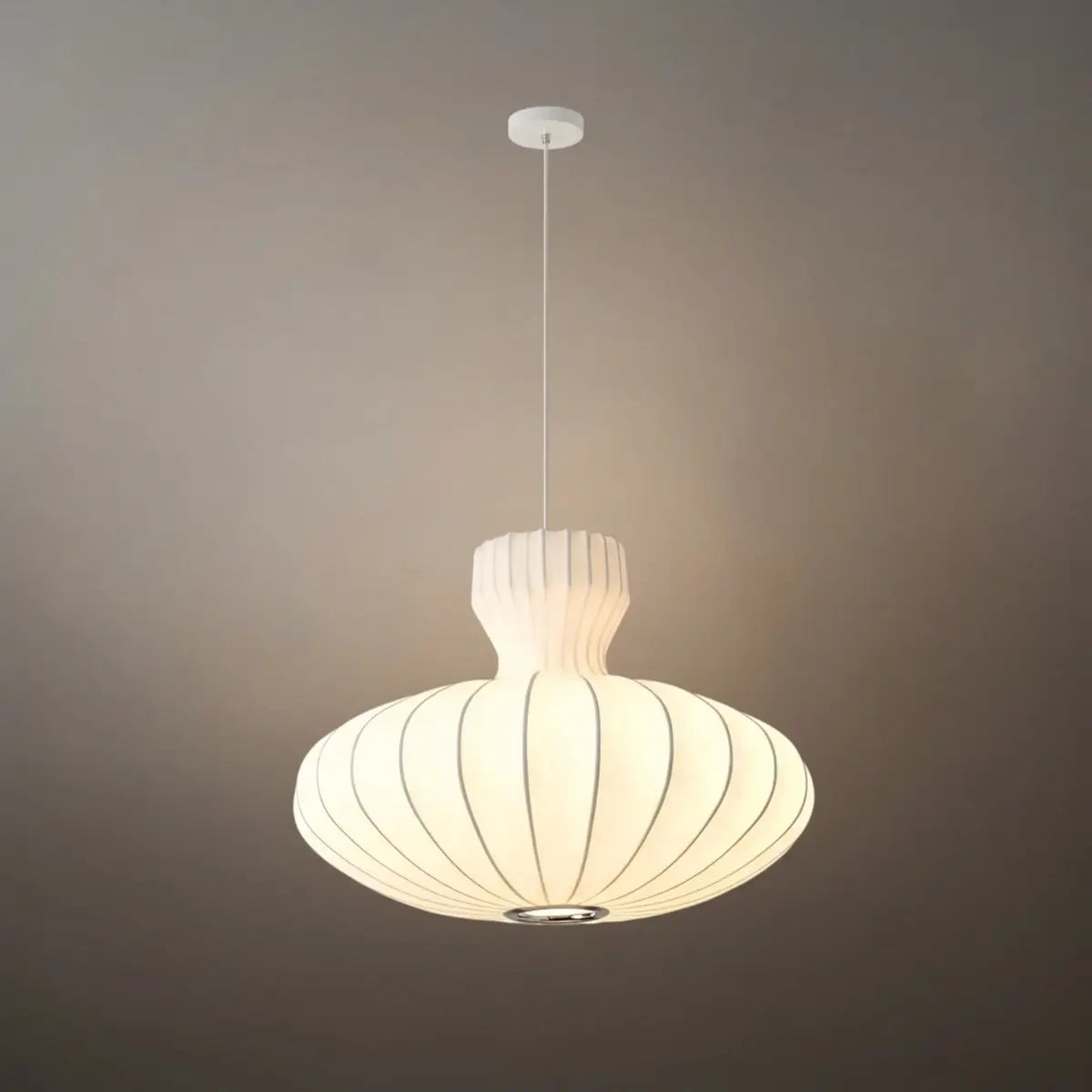 Minimalist Silk Pendant Light – White Flying Saucer for Dining Room / Bedroom - Flindria