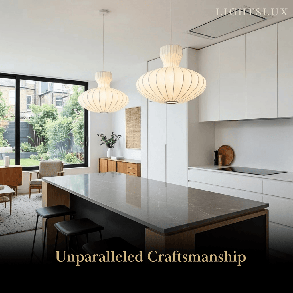 Minimalist Silk Pendant Light – White Flying Saucer for Dining Room / Bedroom - Flindria
