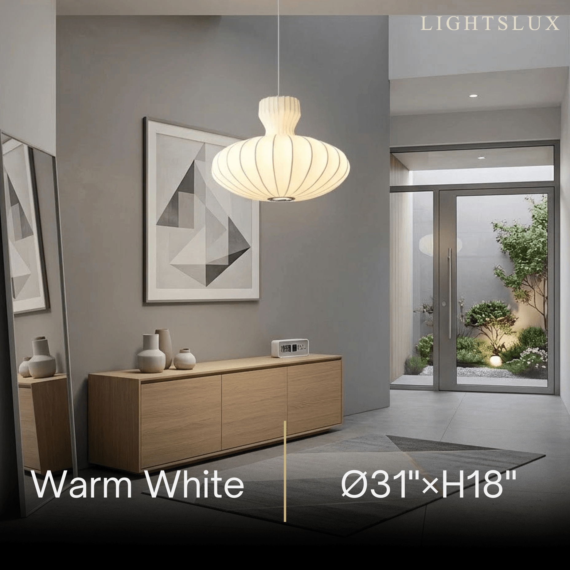 Minimalist Silk Pendant Light – White Flying Saucer for Dining Room / Bedroom - Flindria