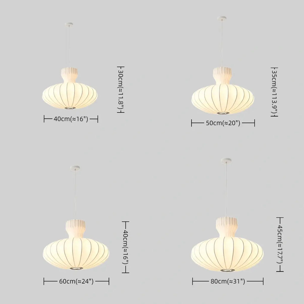 Minimalist Silk Pendant Light – White Flying Saucer for Dining Room / Bedroom - Flindria