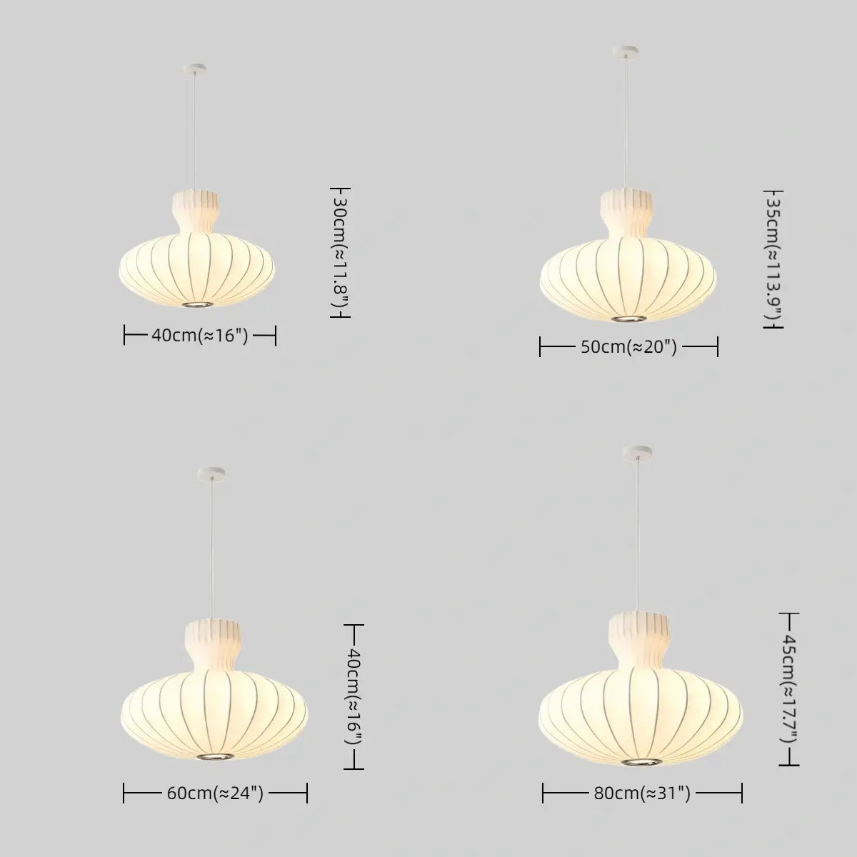 Minimalist Silk Pendant Light – White Flying Saucer for Dining Room / Bedroom - Flindria