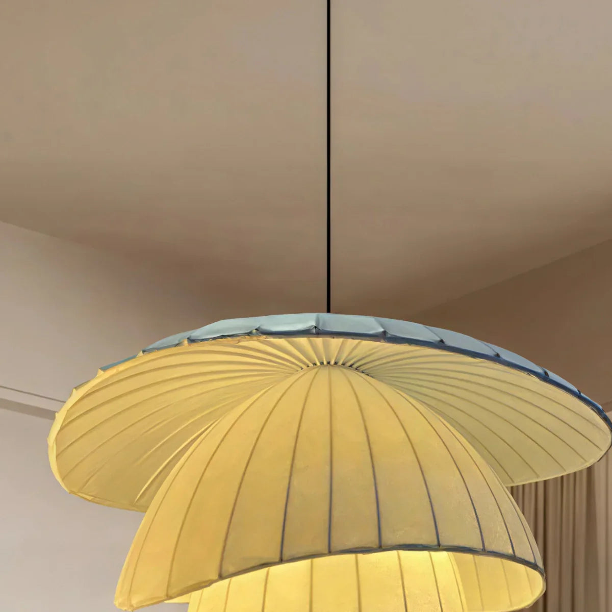 Minimalist Coir Silk Pendant Light – Natural White for Dining Room / Living Room - Flindria