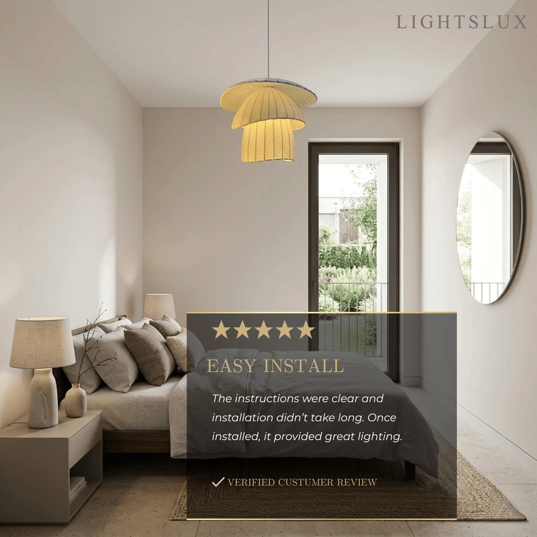 Minimalist Coir Silk Pendant Light – Natural White for Dining Room / Living Room - Flindria