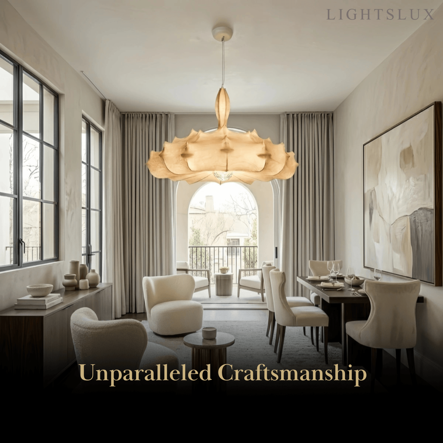 Nordic Silk Pendant Light -- White for Living Room Dining Room - Flindria