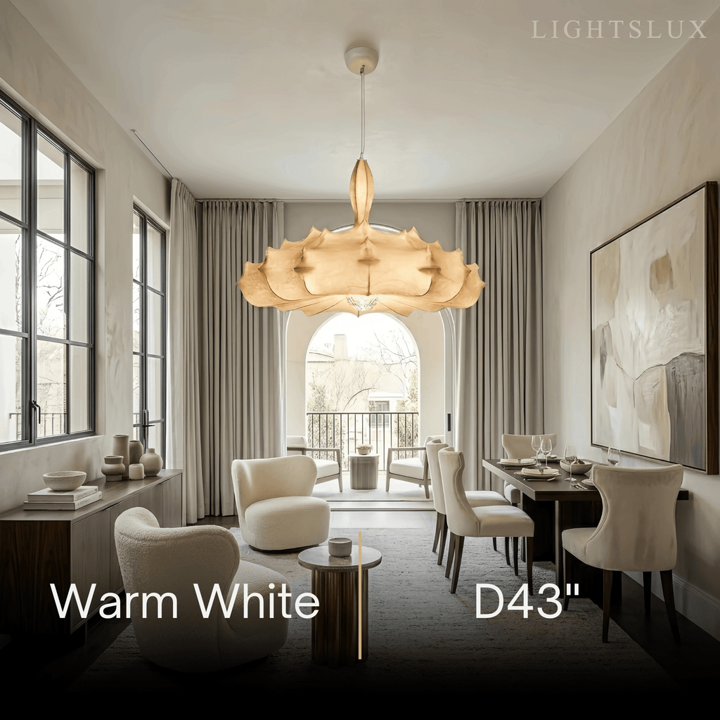 Nordic Silk Pendant Light -- White for Living Room Dining Room - Flindria