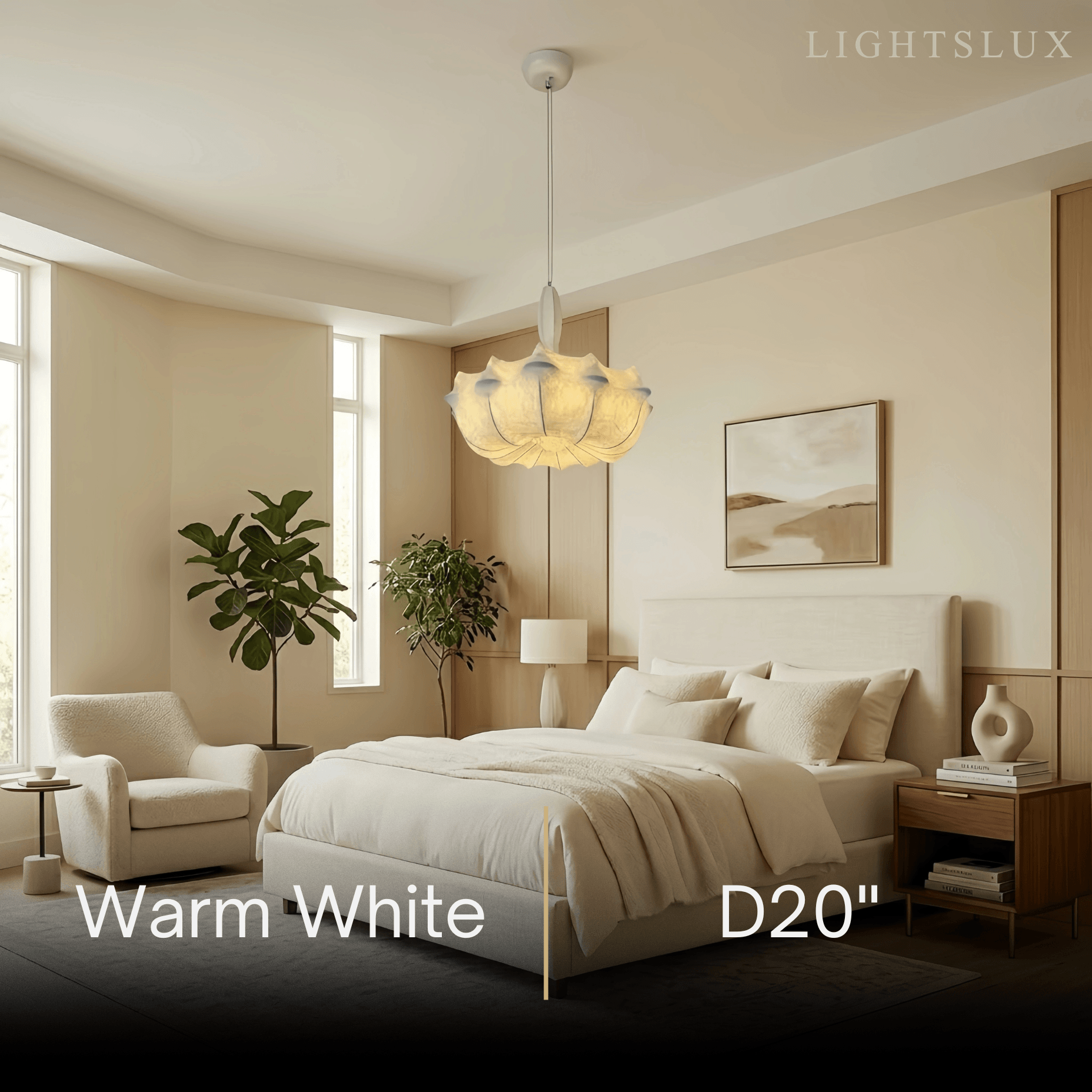 Nordic Silk Pendant Light -- White for Living Room Dining Room - Flindria