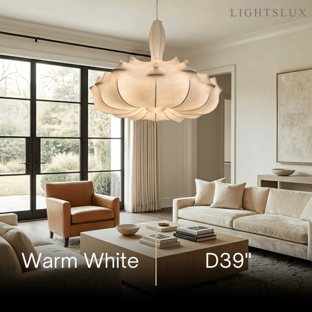 Nordic Silk Pendant Light -- White for Living Room Dining Room - Flindria