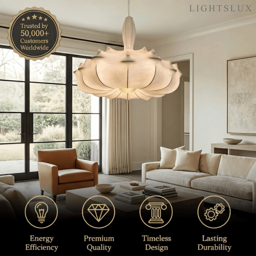 Nordic Silk Pendant Light -- White for Living Room Dining Room - Flindria
