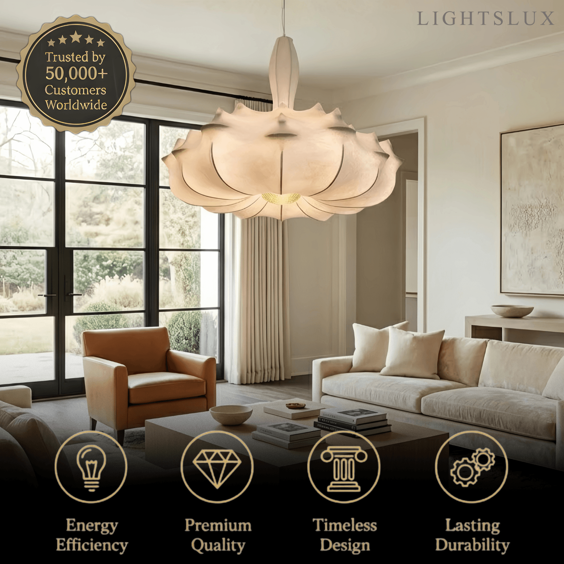 Nordic Silk Pendant Light -- White for Living Room Dining Room - Flindria