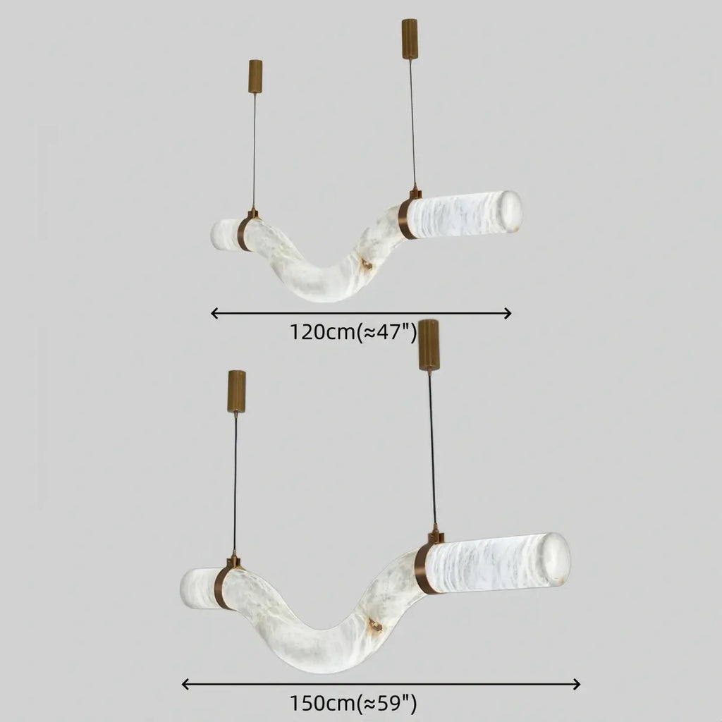 Modern Curved Alabaster Pendant Light -- White for Dining Room Living Room - Flindria