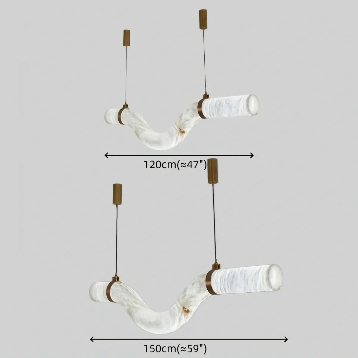 Modern Curved Alabaster Pendant Light -- White for Dining Room Living Room - Flindria
