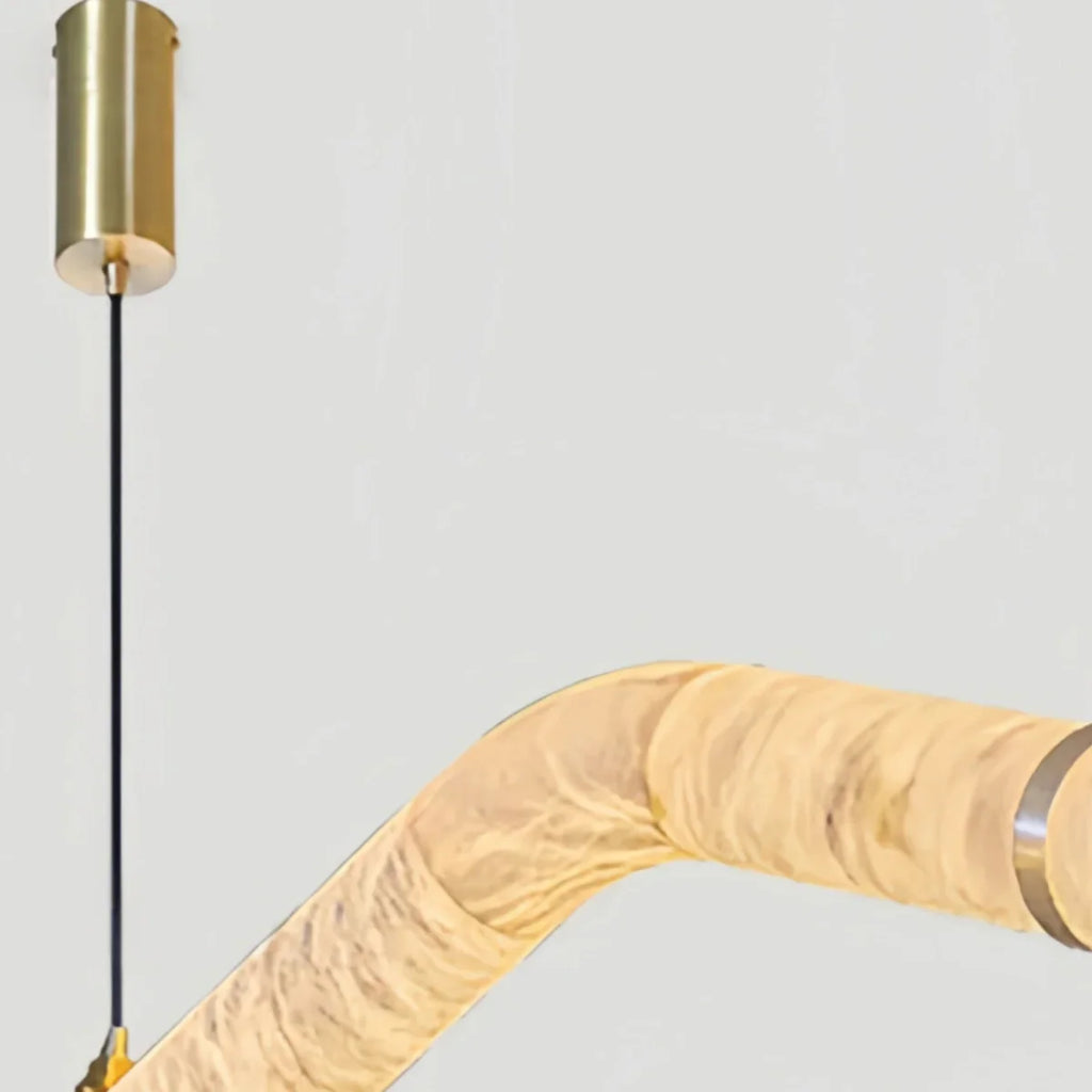 Contemporary Curved Alabaster Pendant Light -- White for Dining Room Living Room - Flindria