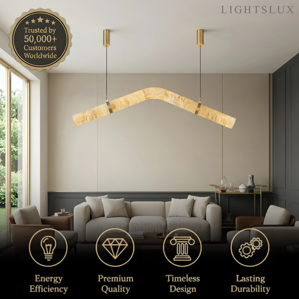 Contemporary Curved Alabaster Pendant Light -- White for Dining Room Living Room - Flindria