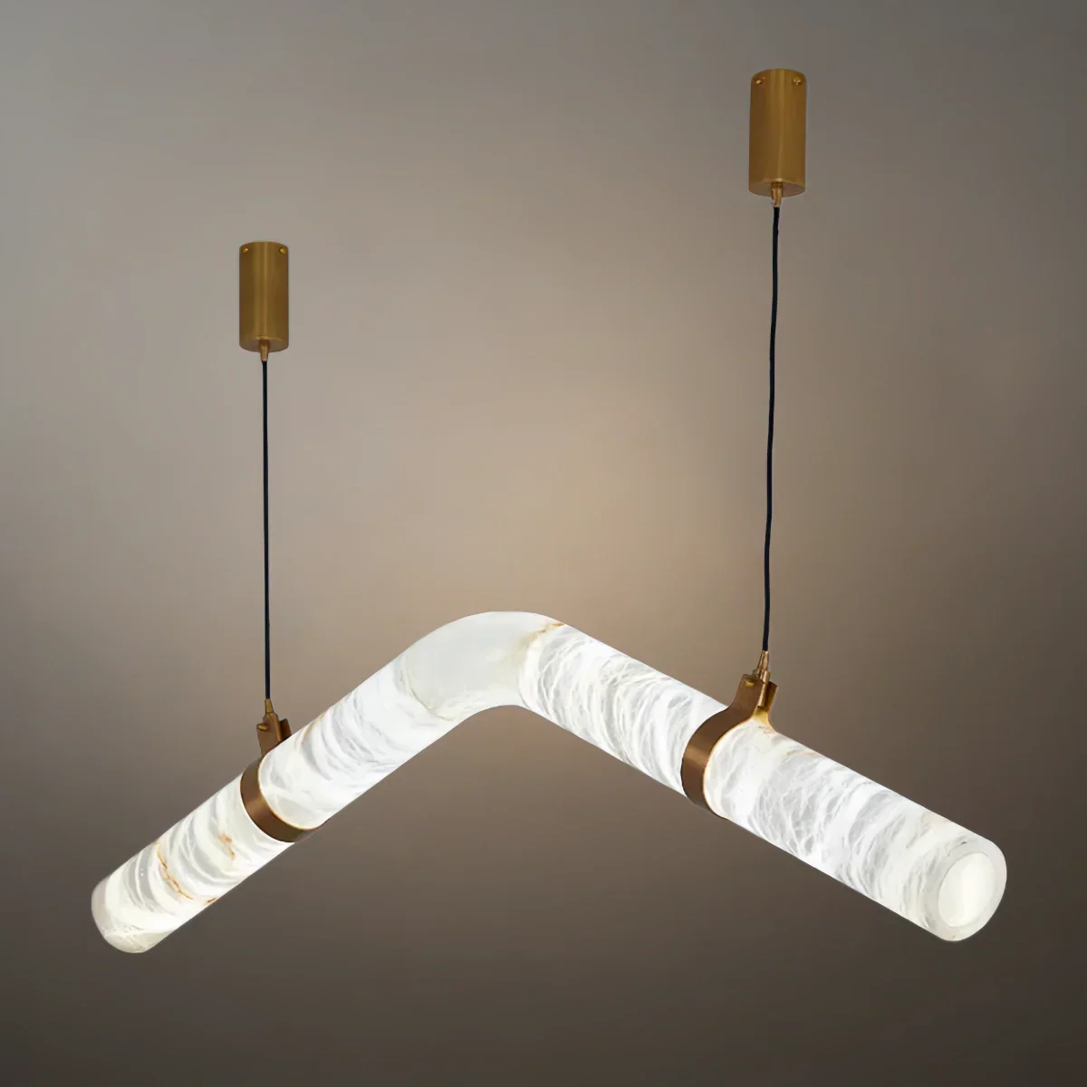 Contemporary Curved Alabaster Pendant Light -- White for Dining Room Living Room - Flindria