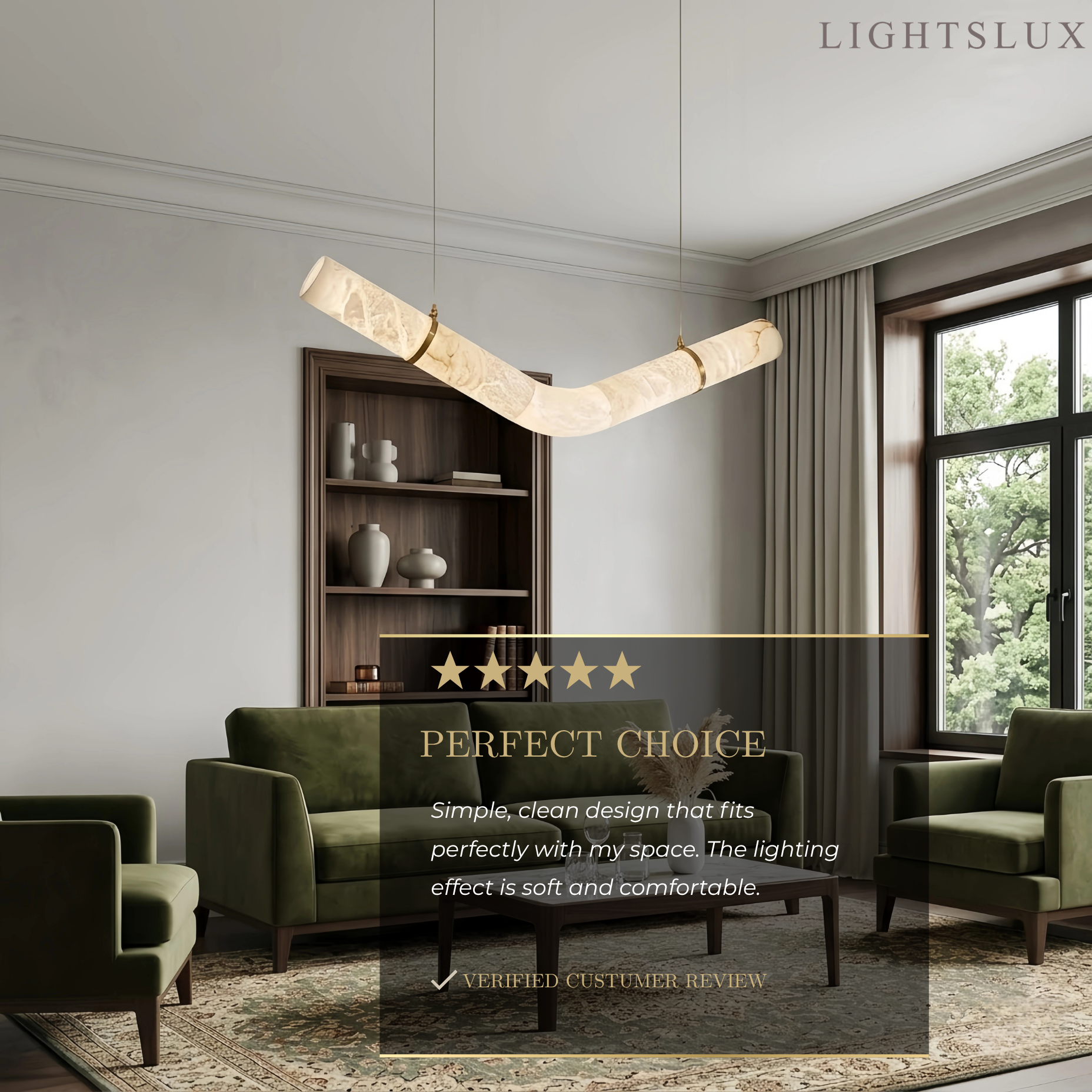 Contemporary Curved Alabaster Pendant Light -- White for Dining Room Living Room - Flindria