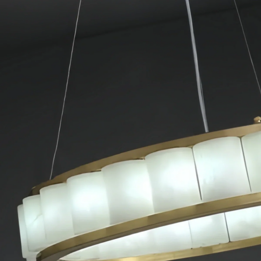 Modern Alabaster Pendant Light -- Gold for Dining Room Living Room - Flindria
