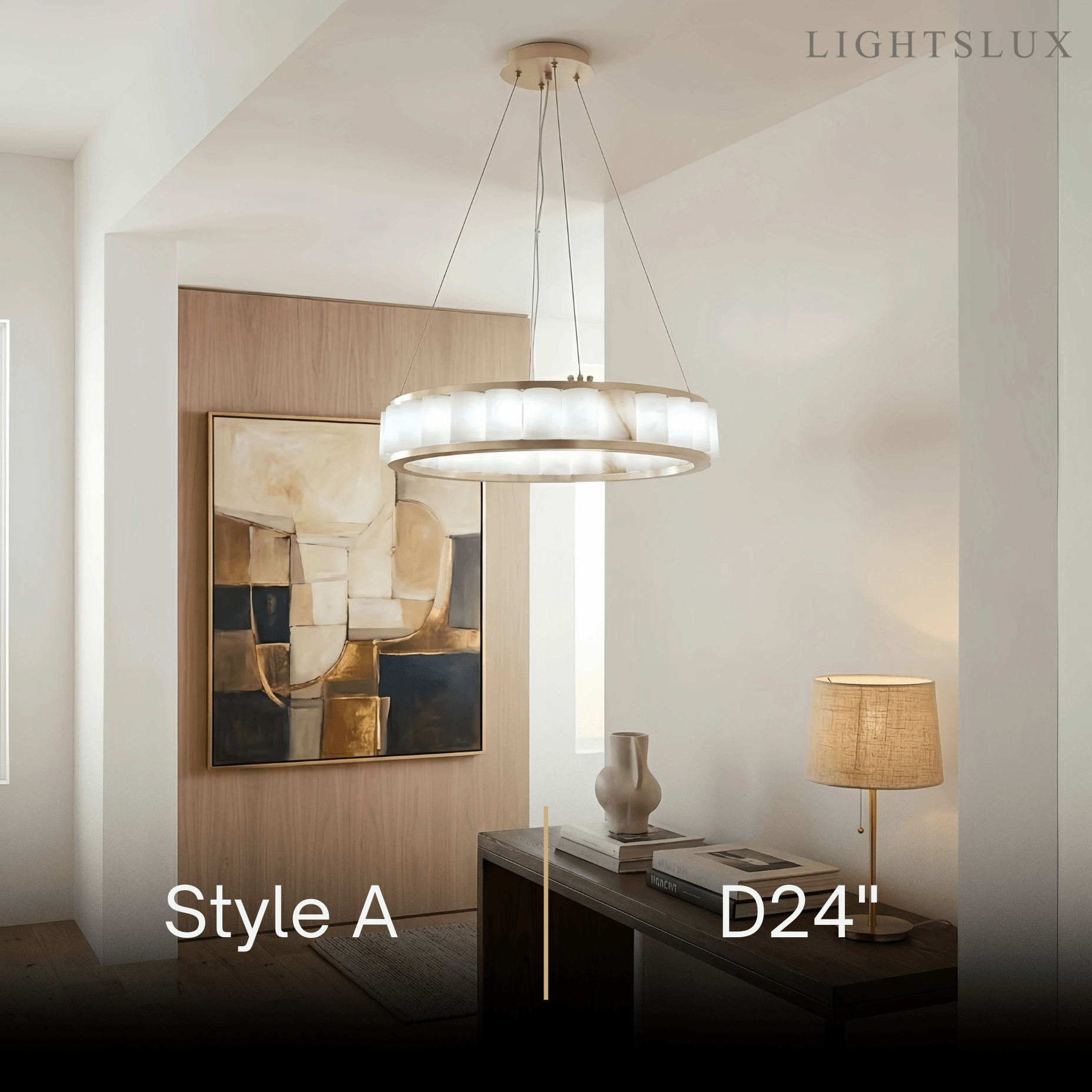 Modern Alabaster Pendant Light -- Gold for Dining Room Living Room - Flindria