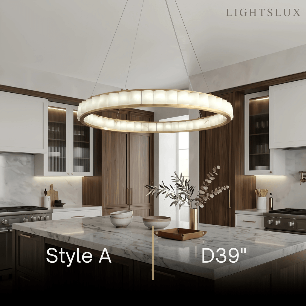 Modern Alabaster Pendant Light -- Gold for Dining Room Living Room - Flindria