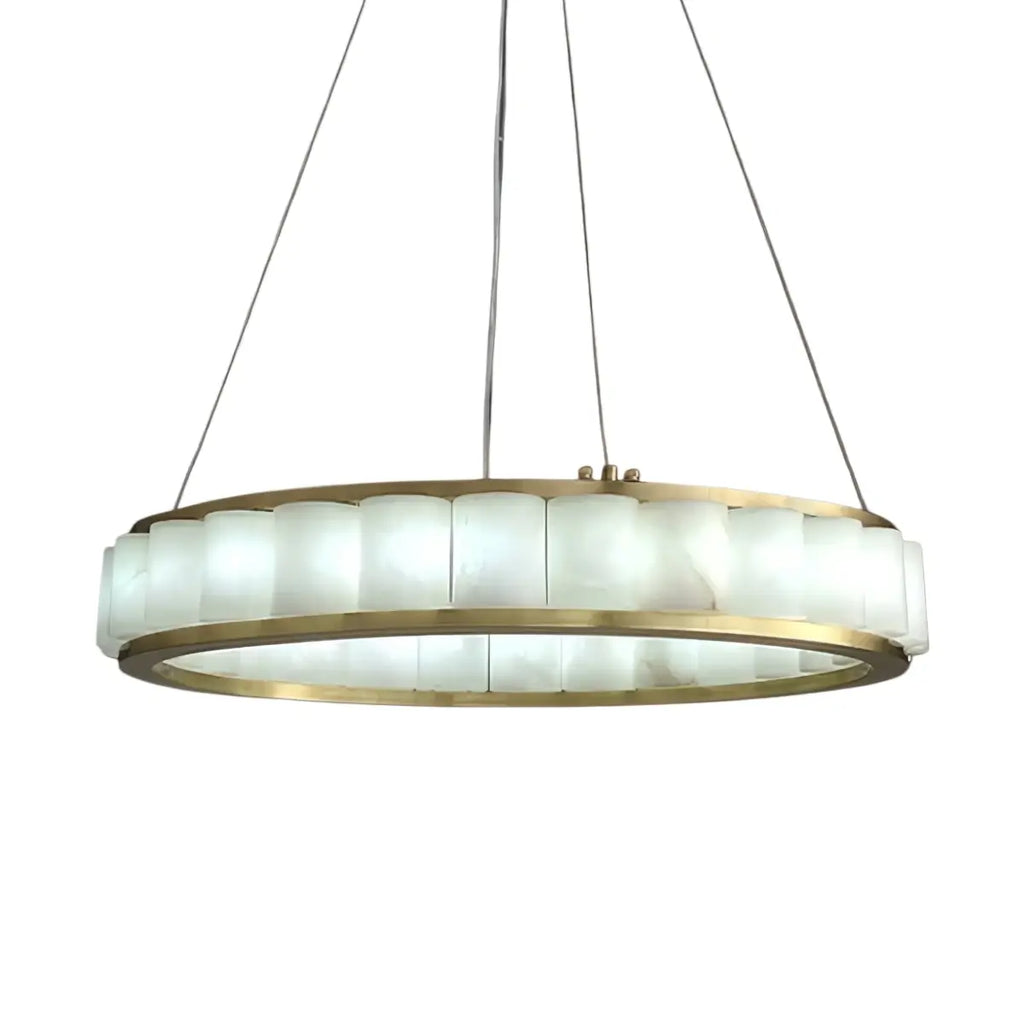Modern Alabaster Pendant Light -- Gold for Dining Room Living Room - Flindria